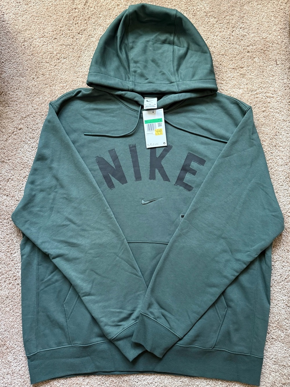 Nike Men's Green Logo Crewneck Hoodie